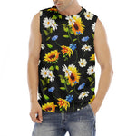 Sunflower Chamomile Pattern Print Men's Fitness Tank Top