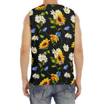 Sunflower Chamomile Pattern Print Men's Fitness Tank Top