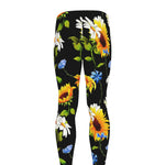 Sunflower Chamomile Pattern Print Men's leggings