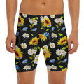 Sunflower Chamomile Pattern Print Men's Long Boxer Briefs