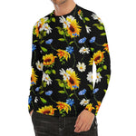 Sunflower Chamomile Pattern Print Men's Long Sleeve Rash Guard