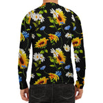 Sunflower Chamomile Pattern Print Men's Long Sleeve Rash Guard