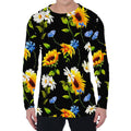 Sunflower Chamomile Pattern Print Men's Long Sleeve T-Shirt
