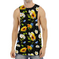 Sunflower Chamomile Pattern Print Men's Muscle Tank Top