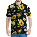 Sunflower Chamomile Pattern Print Men's Polo Shirt