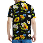 Sunflower Chamomile Pattern Print Men's Polo Shirt