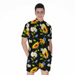 Sunflower Chamomile Pattern Print Men's Rompers