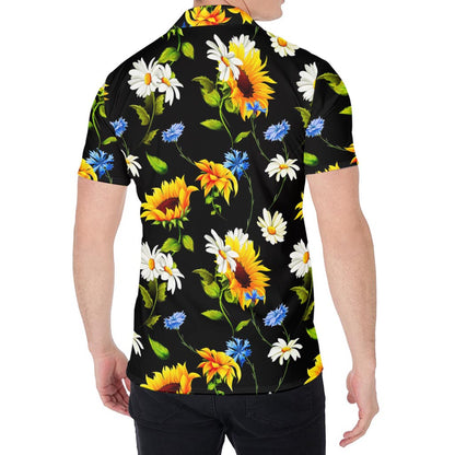 Sunflower Chamomile Pattern Print Men's Shirt