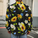 Sunflower Chamomile Pattern Print Men's Shirt Jacket