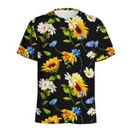 Sunflower Chamomile Pattern Print Men's Sports T-Shirt