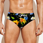 Sunflower Chamomile Pattern Print Men's Swim Briefs