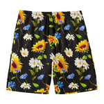 Sunflower Chamomile Pattern Print Men's Swim Trunks