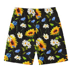 Sunflower Chamomile Pattern Print Men's Swim Trunks
