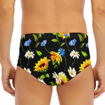 Sunflower Chamomile Pattern Print Men's Triangle Swim Briefs