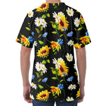 Sunflower Chamomile Pattern Print Men's Velvet T-Shirt