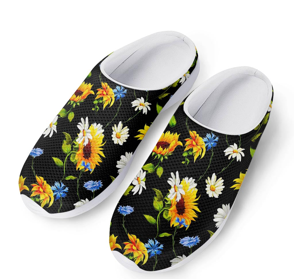 Sunflower Chamomile Pattern Print Mesh Casual Shoes