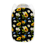 Sunflower Chamomile Pattern Print Mesh Laundry Hamper