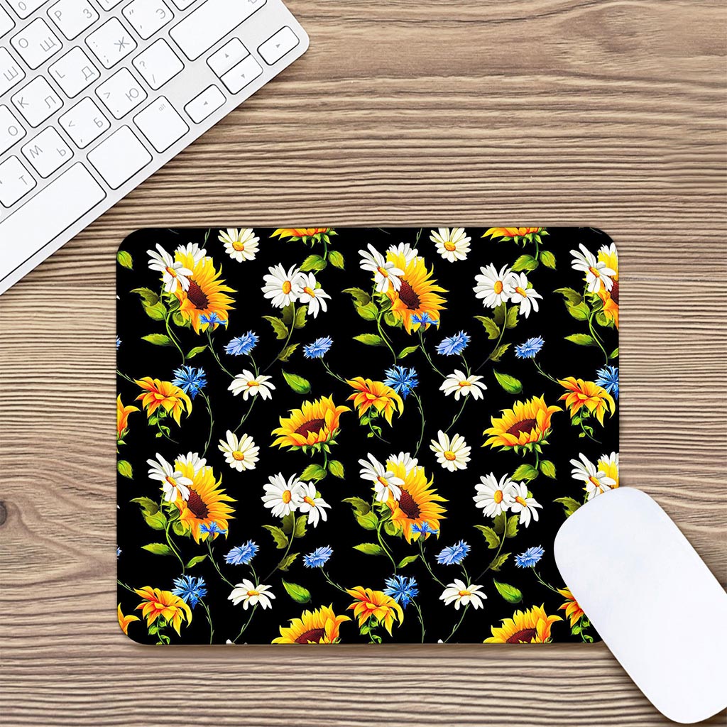 Sunflower Chamomile Pattern Print Mouse Pad