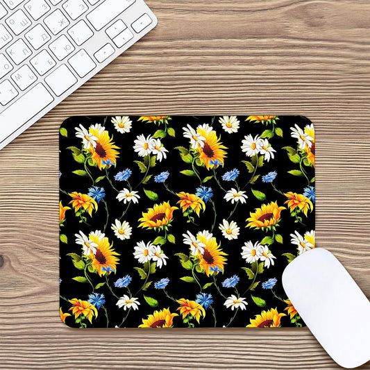Sunflower Chamomile Pattern Print Mouse Pad