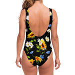 Sunflower Chamomile Pattern Print One Piece Swimsuit