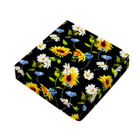 Sunflower Chamomile Pattern Print Outdoor Seat Cushion Cover