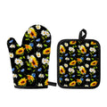 Sunflower Chamomile Pattern Print Oven Mitt And Pot Holder Set