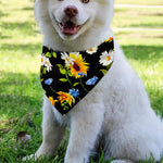 Sunflower Chamomile Pattern Print Over The Collar Dog Bandana
