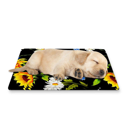 Sunflower Chamomile Pattern Print Pet Cooling Mat Cover