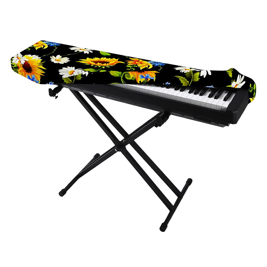 Sunflower Chamomile Pattern Print Piano Keyboard Cover
