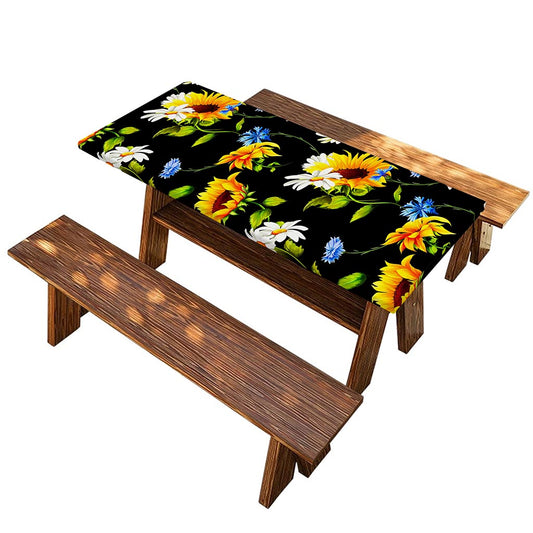 Sunflower Chamomile Pattern Print Picnic Table Cover