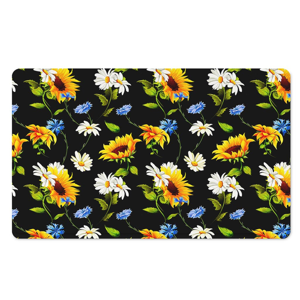 Sunflower Chamomile Pattern Print Polyester Doormat