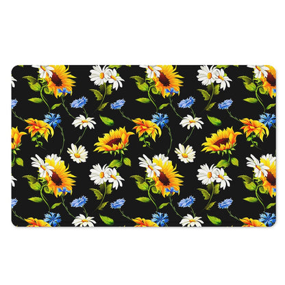 Sunflower Chamomile Pattern Print Polyester Doormat