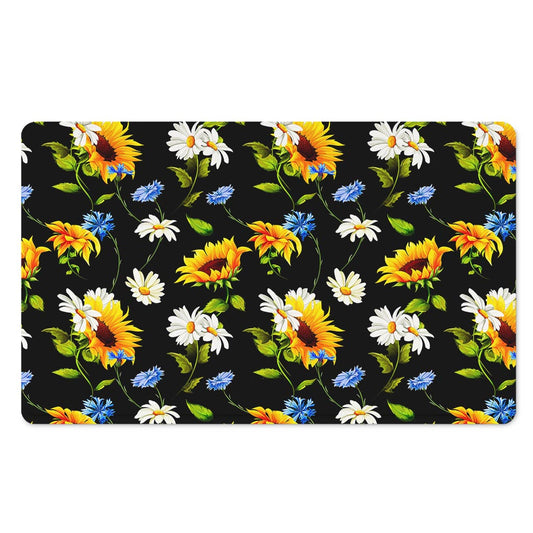 Sunflower Chamomile Pattern Print Polyester Doormat