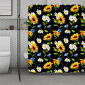 Sunflower Chamomile Pattern Print Polyester Shower Curtain