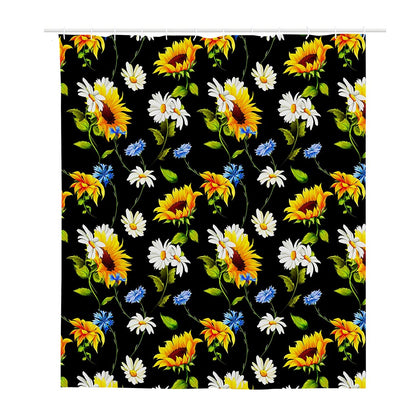Sunflower Chamomile Pattern Print Polyester Shower Curtain