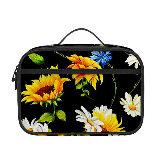 Sunflower Chamomile Pattern Print Portable Lunch Bag