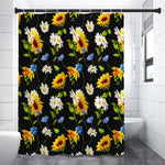 Sunflower Chamomile Pattern Print Premium Shower Curtain