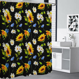 Sunflower Chamomile Pattern Print Premium Shower Curtain