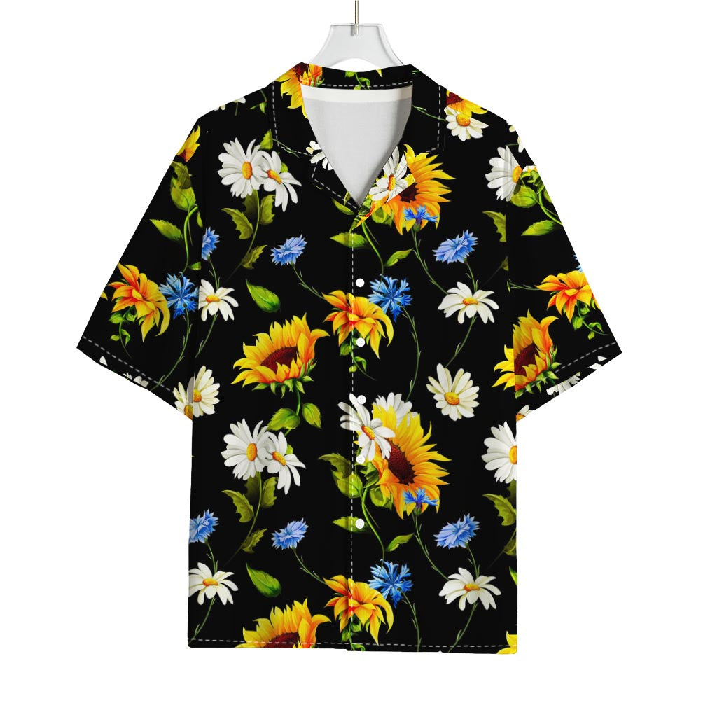 Sunflower Chamomile Pattern Print Rayon Hawaiian Shirt
