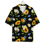Sunflower Chamomile Pattern Print Rayon Hawaiian Shirt