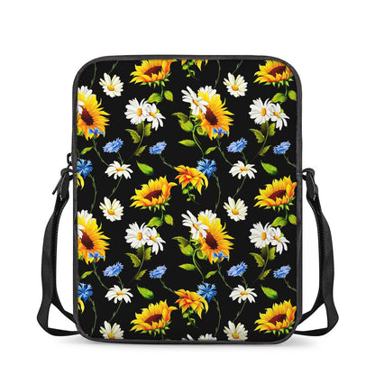 Sunflower Chamomile Pattern Print Rectangular Crossbody Bag