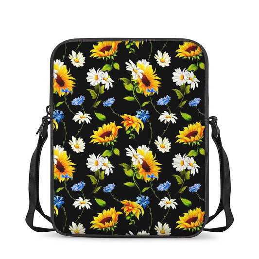 Sunflower Chamomile Pattern Print Rectangular Crossbody Bag