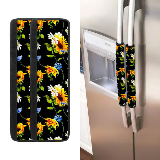 Sunflower Chamomile Pattern Print Refrigerator Handle Covers