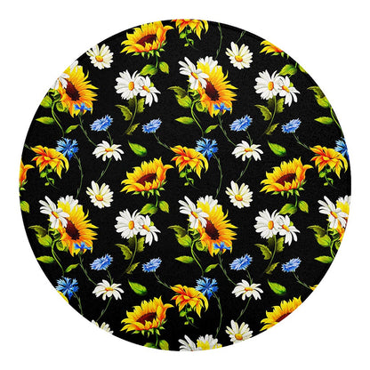 Sunflower Chamomile Pattern Print Round Blanket