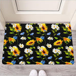 Sunflower Chamomile Pattern Print Rubber Doormat
