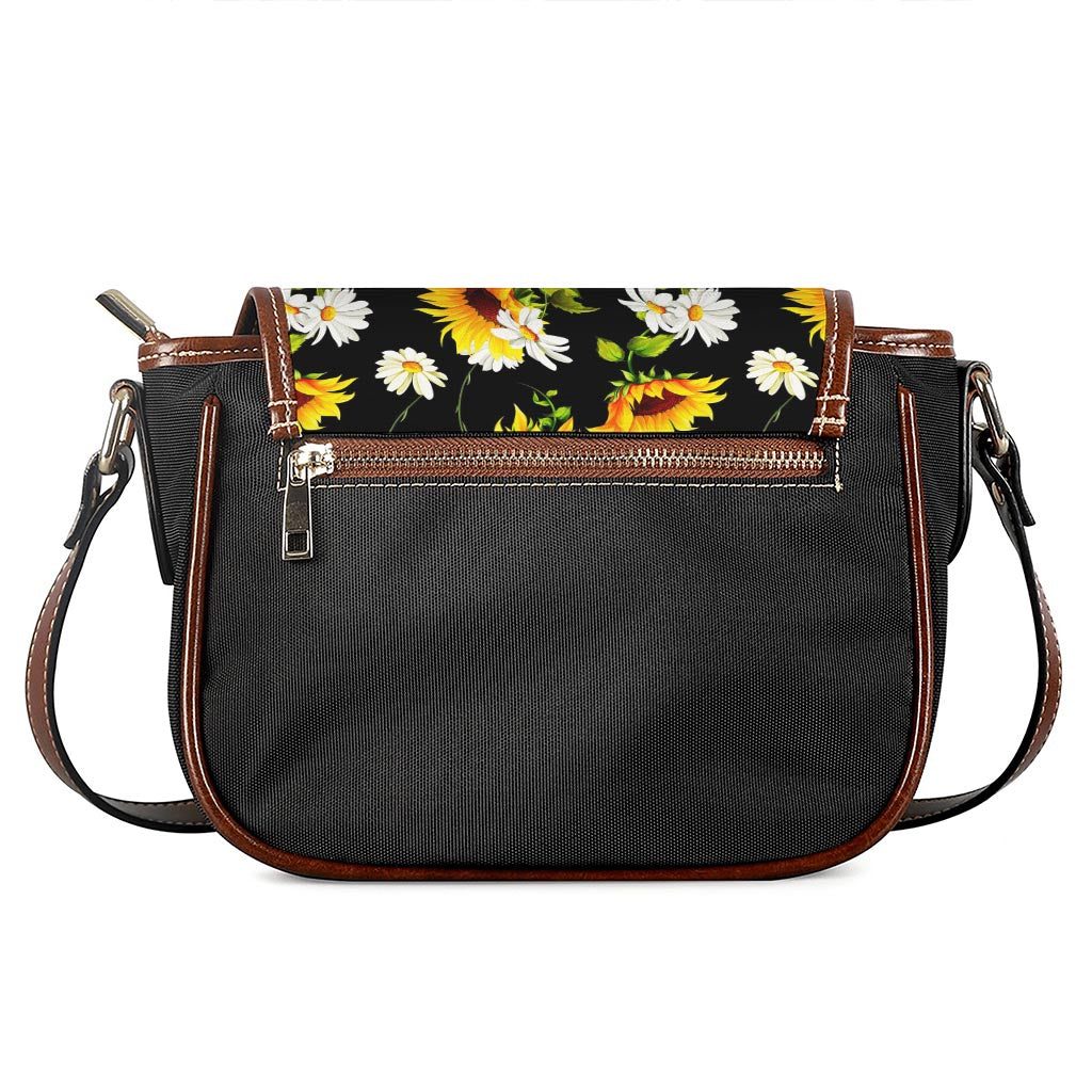 Sunflower Chamomile Pattern Print Saddle Bag