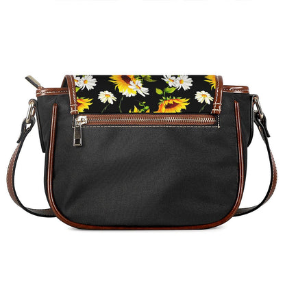Sunflower Chamomile Pattern Print Saddle Bag