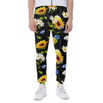 Sunflower Chamomile Pattern Print Scuba Joggers