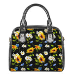 Sunflower Chamomile Pattern Print Shoulder Handbag