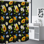 Sunflower Chamomile Pattern Print Shower Curtain